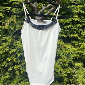 White Black Ruffles Camisole Tank Top TheLimited S